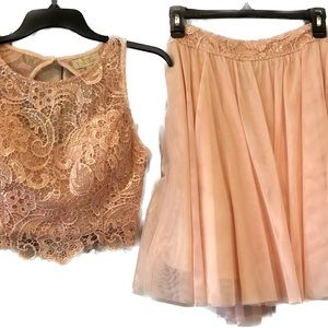 NWT Disney Cinderella Peach 2 PC Crop Top & Skirt Size 7